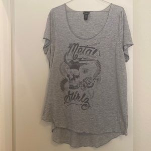 Torrid Metal girls oversized t-shirt. Gray and black. Size 2.